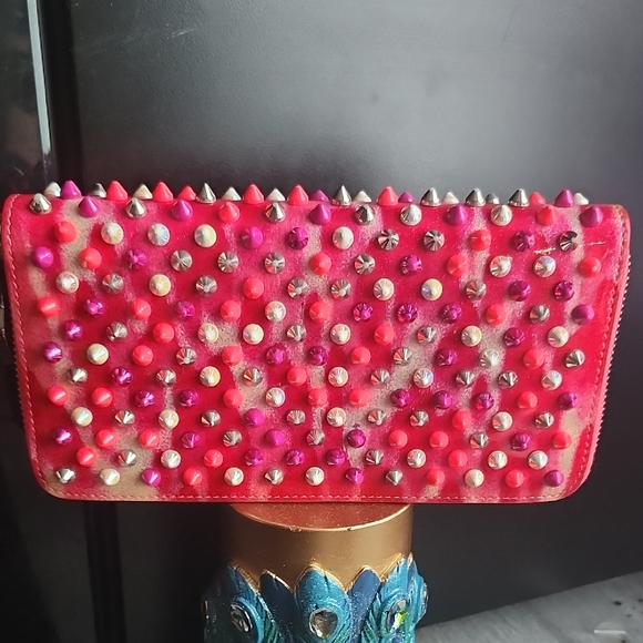 Christian Louboutin Studded Pink Long Wallet - Picture 1 of 11